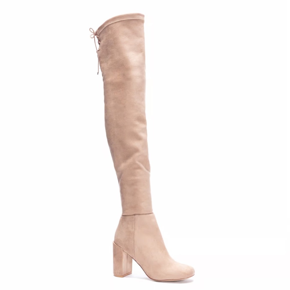 Chinese Laundry King Suedette Taupe Over the Knee Boots
